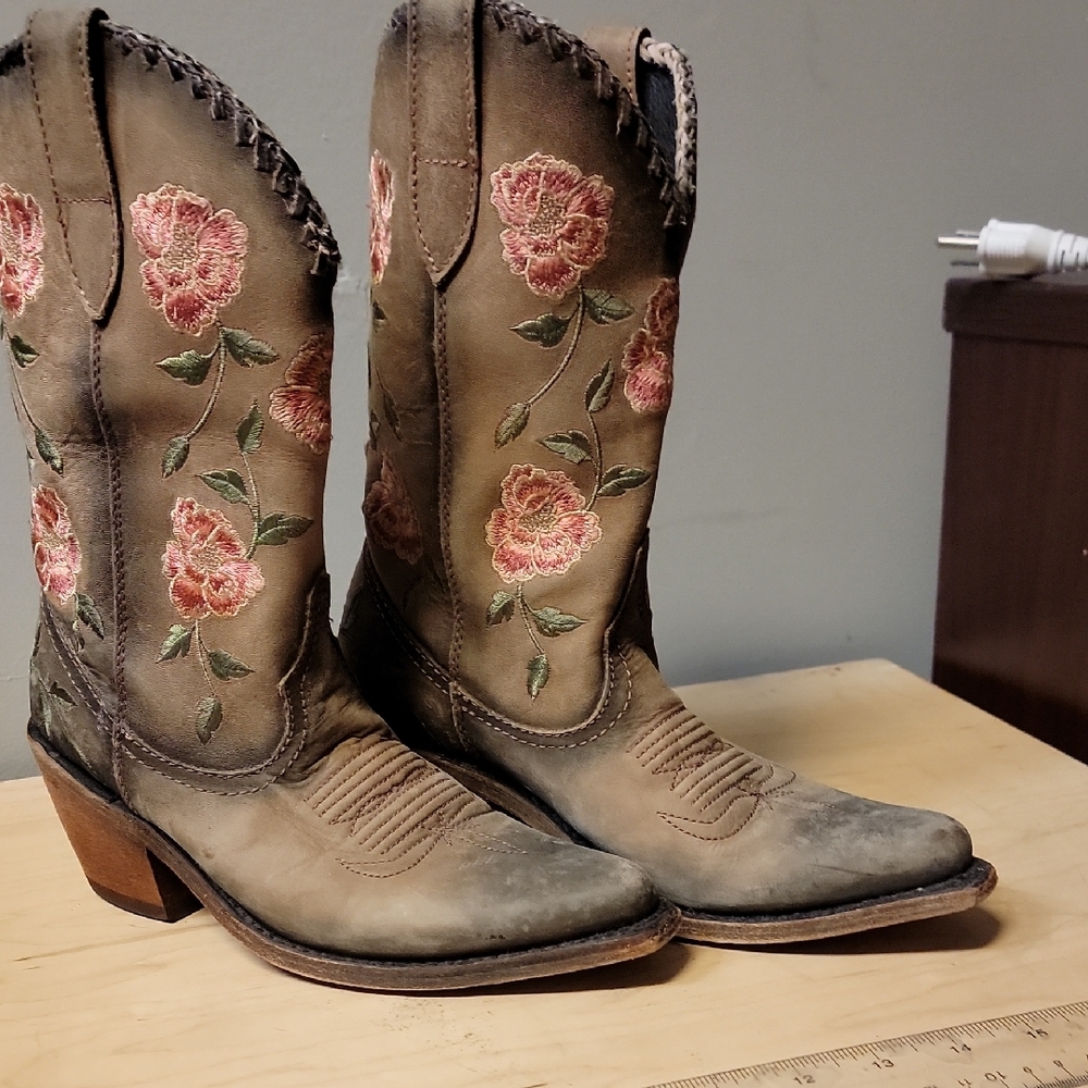 Liberty Brown Floral Heeled Boots